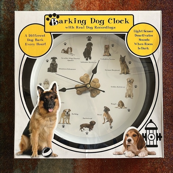 Brand New Barking Dog Clock Different Dog Bark Every Hour Popular Breeds Round - Picture 1 of 15